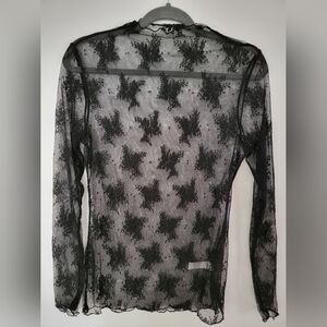 NWOT Long sleeve black lace top